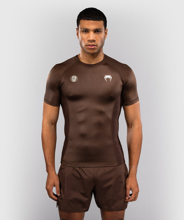 Venum Rashguard x Roger Gracie Academy Short Sleeves – Dark Brown