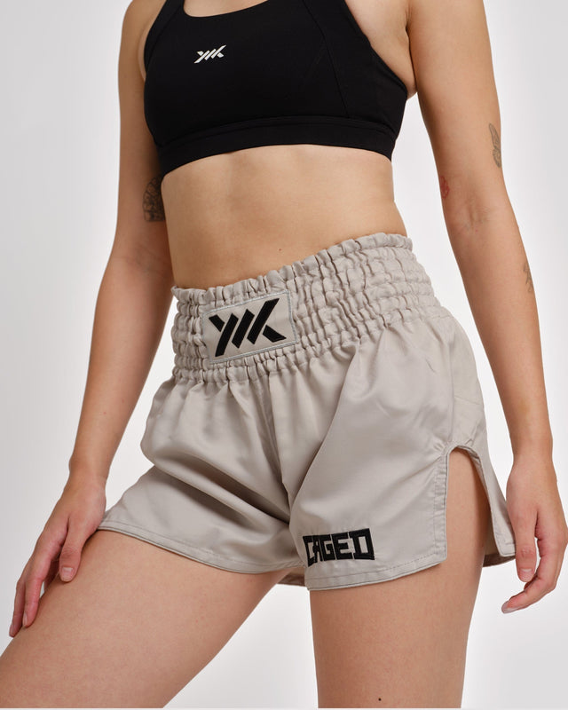 Caged Muay Thai shorts Classic - Lys grå/sort kvinde