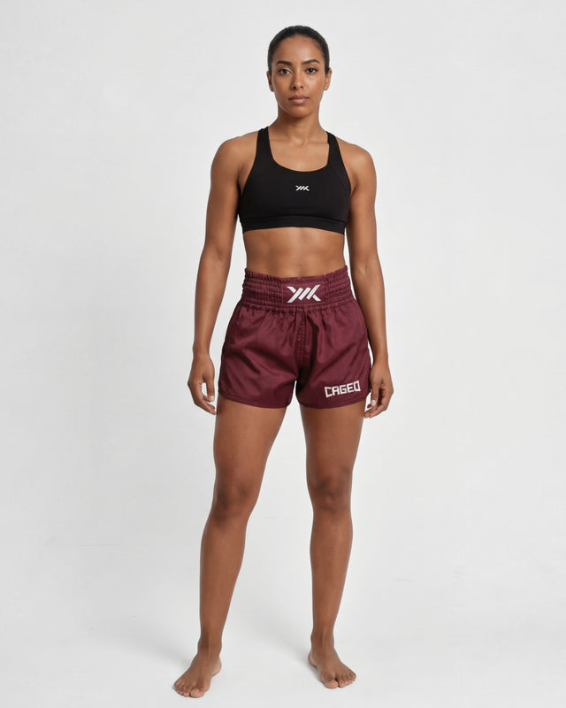 Caged Classic Muay Thai Shorts - Bordeaux Red
