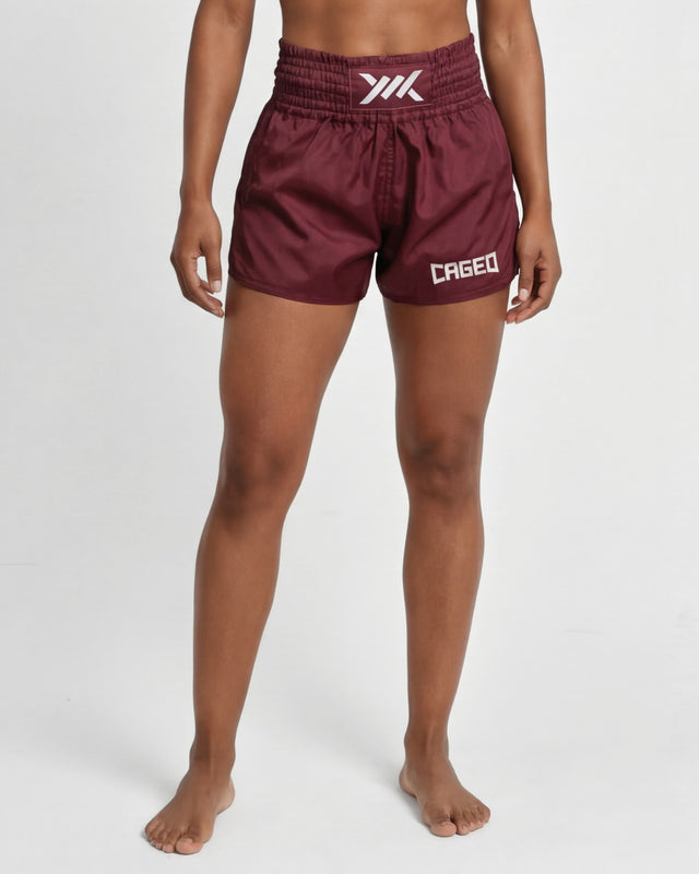 Caged Classic Muay Thai Shorts - Bordeaux Red