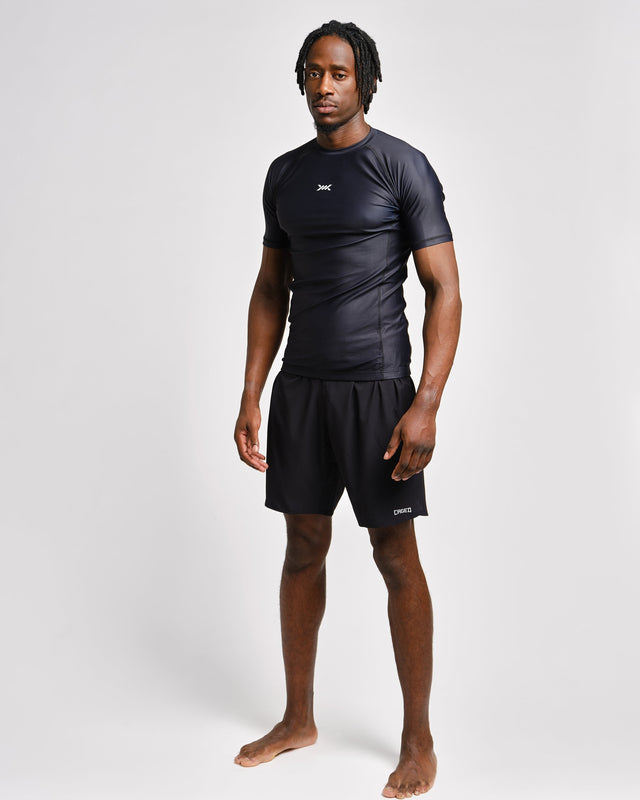 Caged Rashguard Tactical Short Sleeve - Black