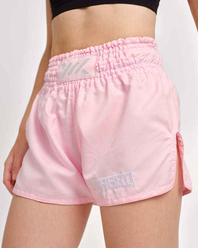 Calções de Muay Thai Caged Classic – Rosa bebé mulher