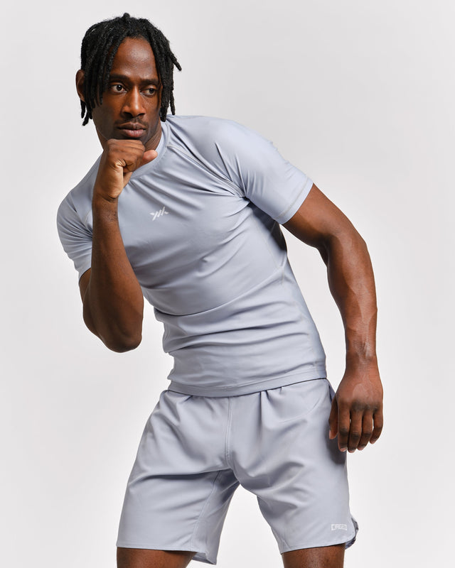 Caged Rashguard Tactical Short Sleeve - Gunmetal Grey