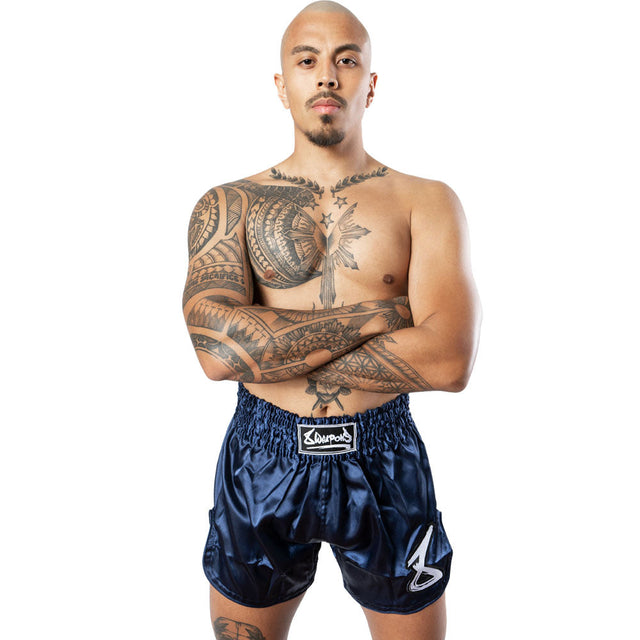 8 WEAPONS Muay Thai Shorts Strike – Navy/White