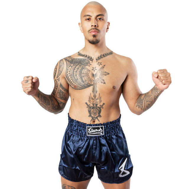 8 WEAPONS Muay Thai Shorts Strike – Navy/White