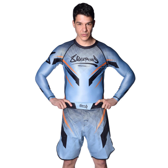 8 WEAPONS MMA Shorts Shift – Ice Grey/Orange