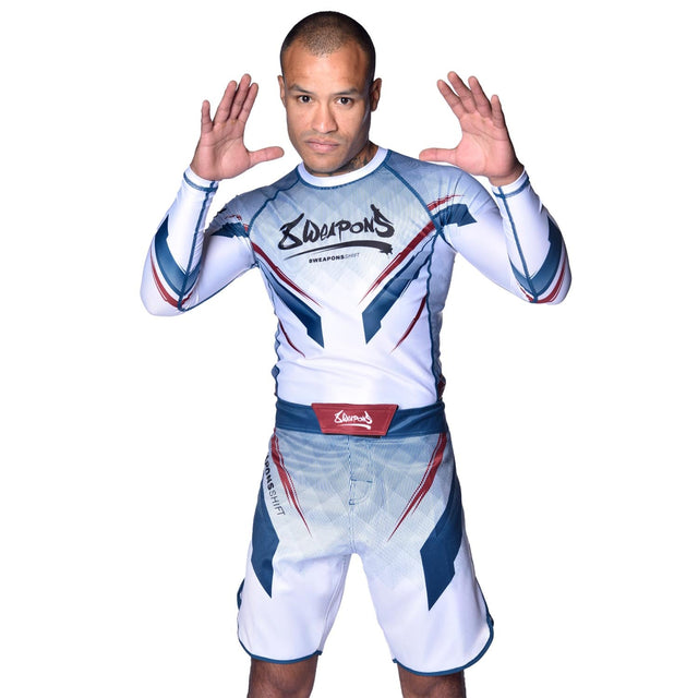 8 WEAPONS MMA Shorts Shift – White/Navy/Red