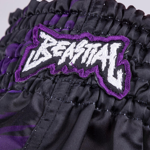 8 WEAPONS Muay Thai Shorts Beastial Panther – Black/Purple