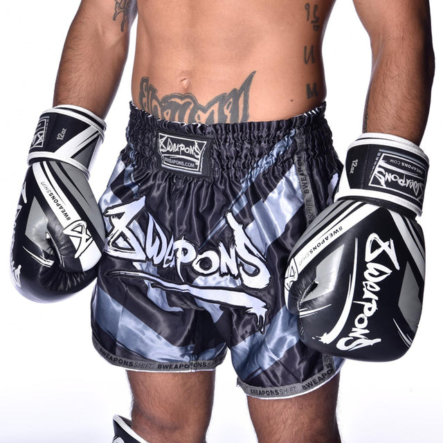 8 WEAPONS Muay Thai Shorts Shift – Black Mat