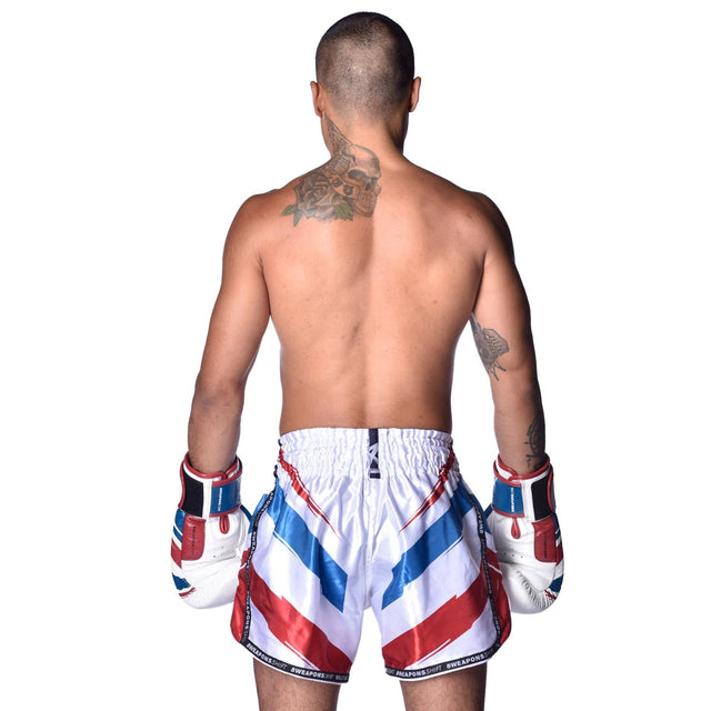 8 WEAPONS Muay Thai Shorts Shift – White/Navy/Red