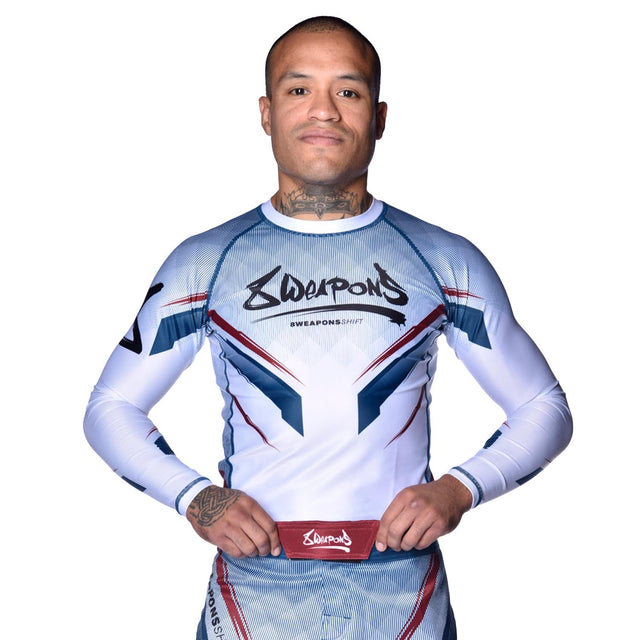 8 WEAPONS Rashguard Shift – White/Navy/Red
