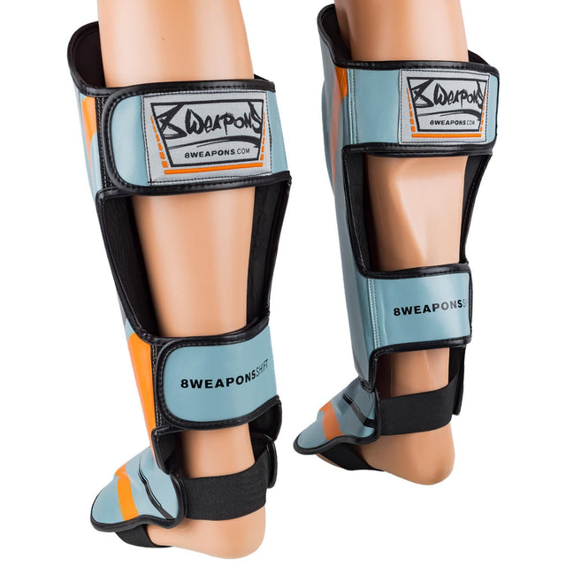 8 WEAPONS Shin guards Shift – Ice Grey/Orange