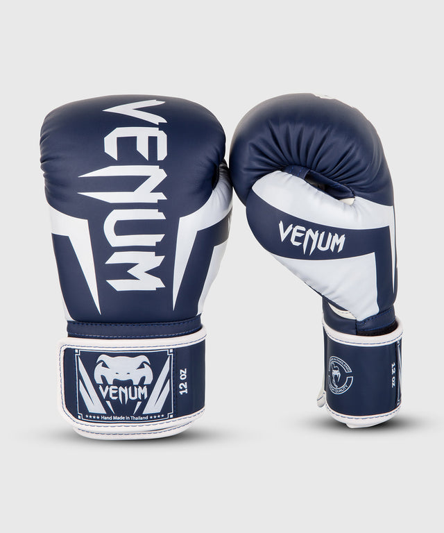 Venum Elite Boxing Gloves - Navy Blue/White