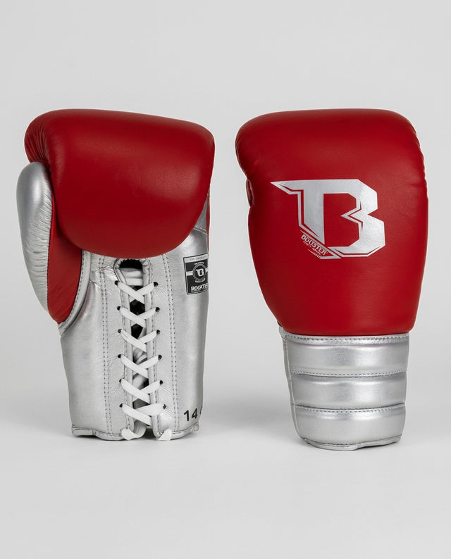 Booster Boxing Gloves Rapid Strike Lace-Up - Red/Silver