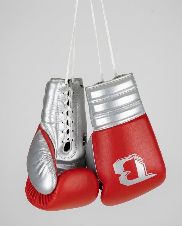 Booster Boxing Gloves Rapid Strike Lace-Up - Red/Silver