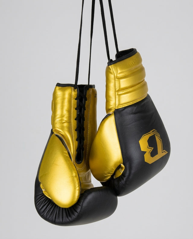 Booster Rapid Strike Lace-Up Boxing Gloves - Black/Gold