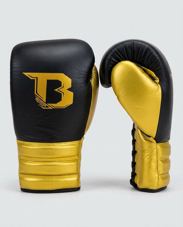 Booster Rapid Strike Lace-Up Boxing Gloves - Black/Gold