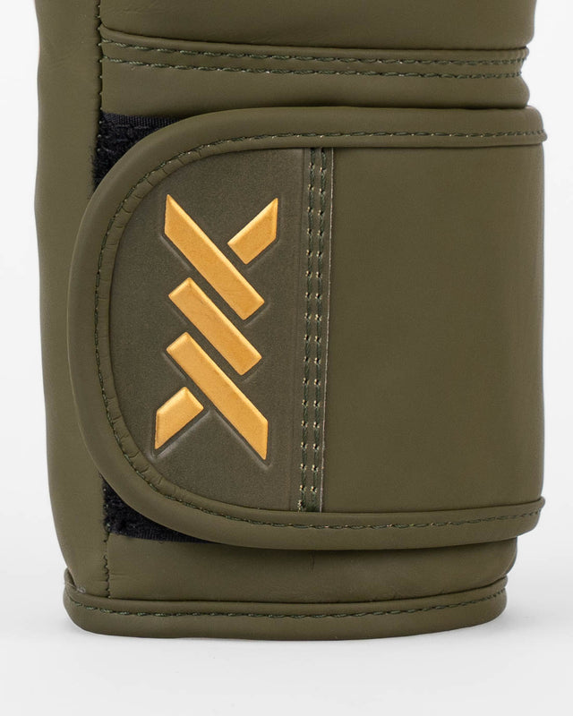 Caged Core Boxing Gloves - Khaki Green/Gold