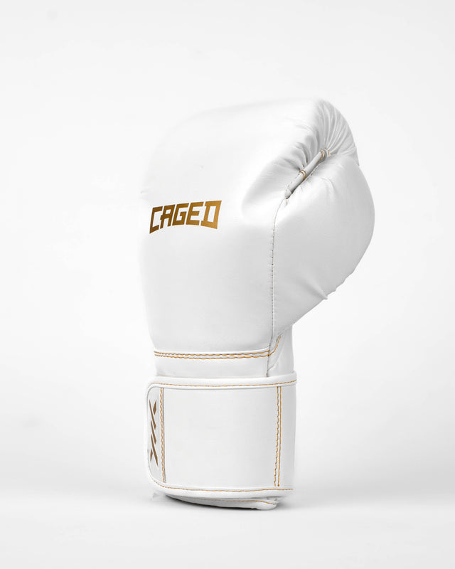 Caged Core Boxing Gloves - White/Gold