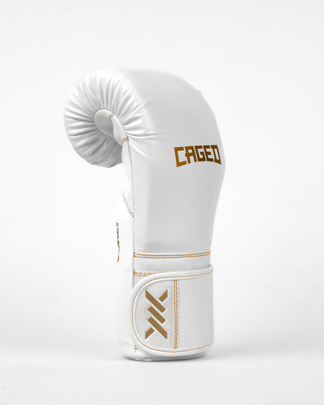 Caged Core Boxing Gloves - White/Gold