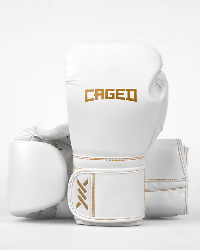 Caged Core Boxing Gloves - White/Gold