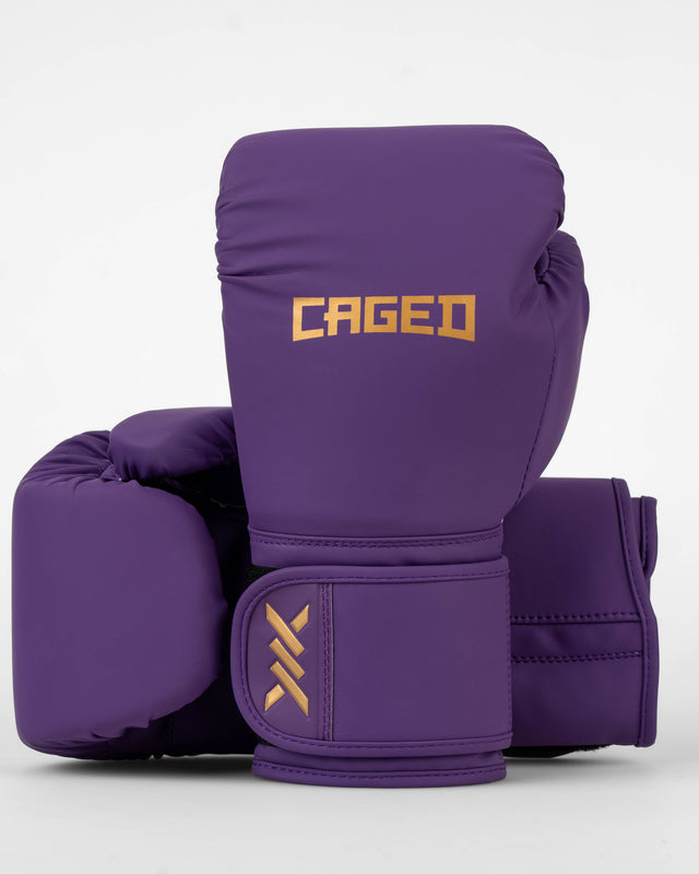 Caged Core Boxing Gloves - Purple/Gold