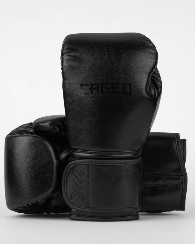 Caged Core Boxing Gloves - Black/Black