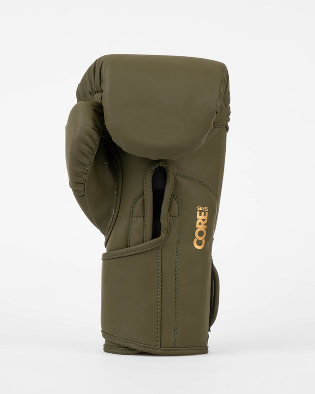 Caged Core Boxing Gloves - Khaki Green/Gold