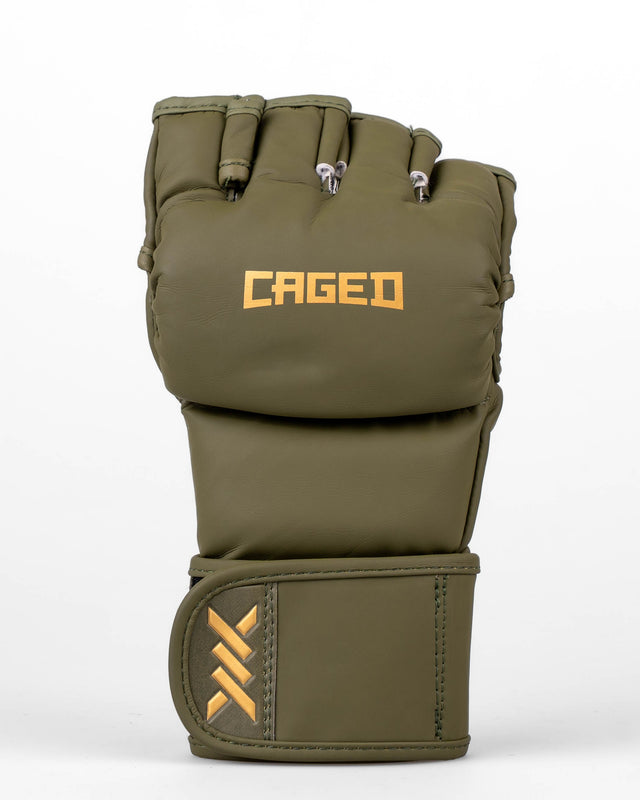 Caged MMA Gloves Shadow - Khaki Green/Gold