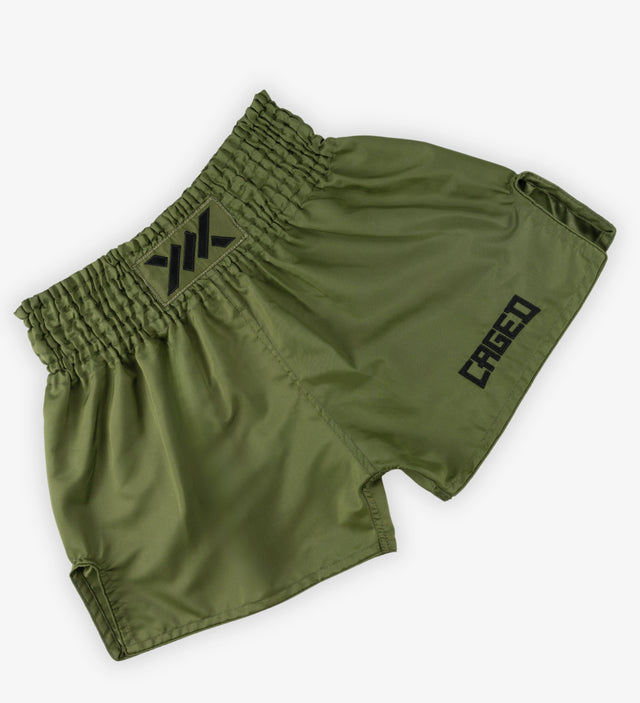 Caged Classic Muay Thai Shorts - Army Green