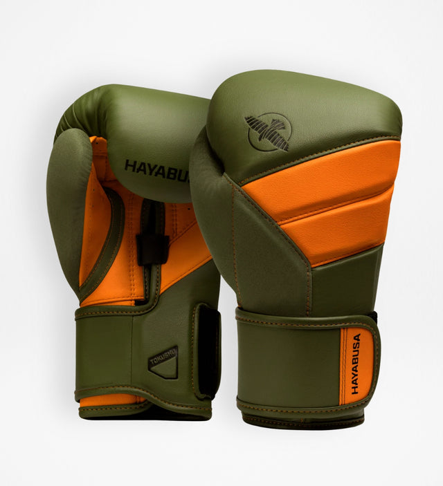 Hayabusa Boxing Gloves T3 - Khaki Green/Orange