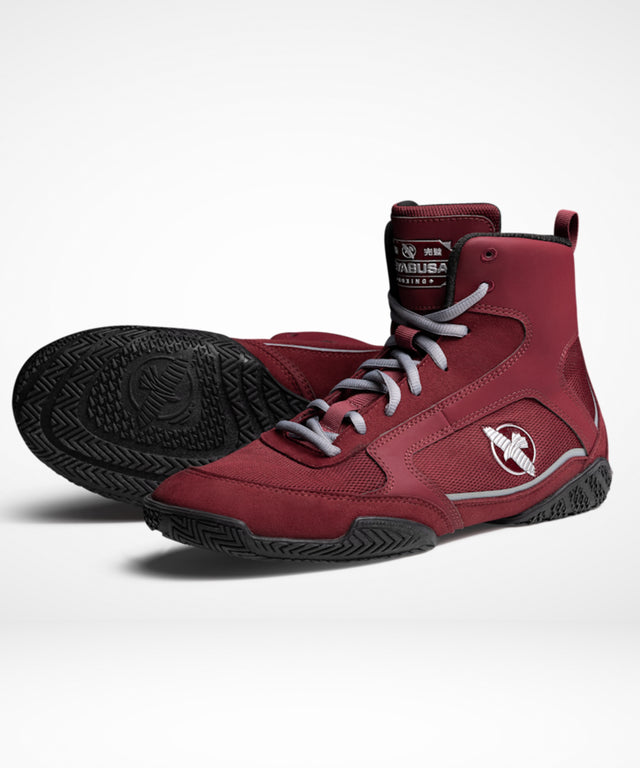 Hayabusa Pro Boxing Shoes - Bordeaux Red/Gray