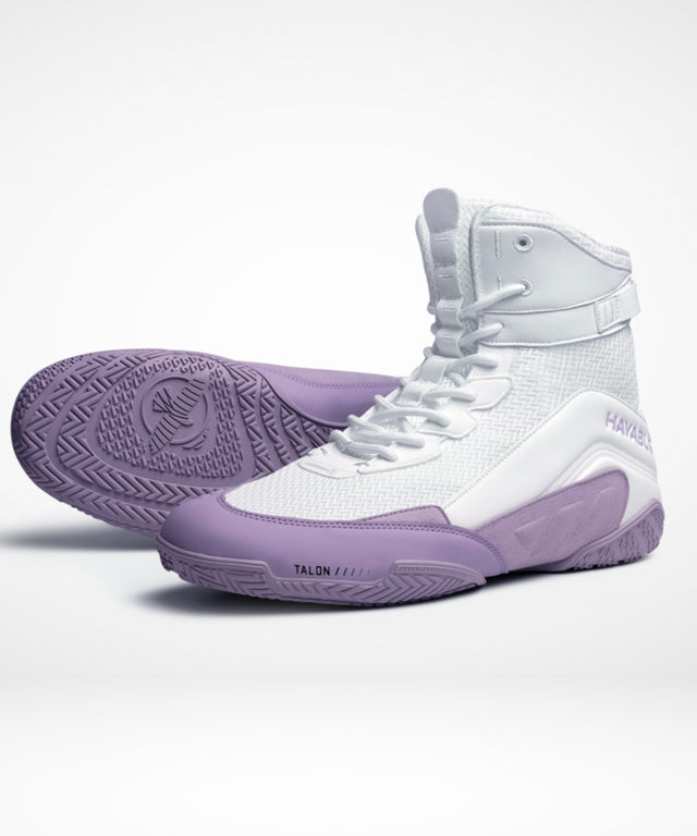 Hayabusa Talon Boxing Shoes - White/Lavender