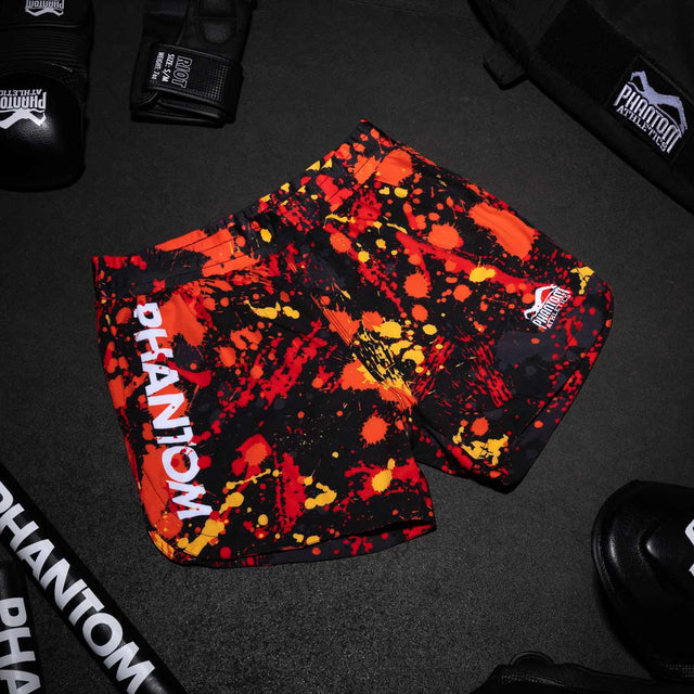 Phantom Athletics MMA Shorts Fusion Splatter – Red/Orange