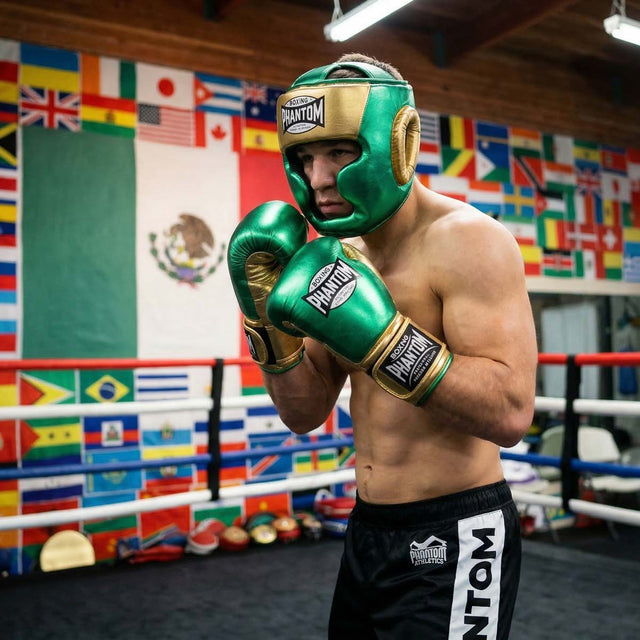 Phantom Athletics Head Guard Mexico Full Face – Green/Gold