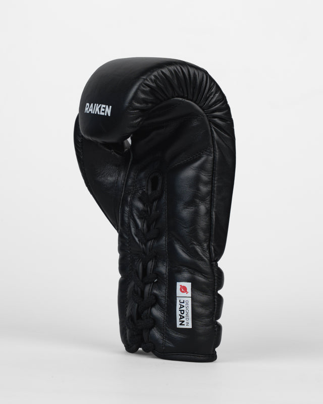Raiken Boxing Gloves with Lace-Up Closure KIBA - Black