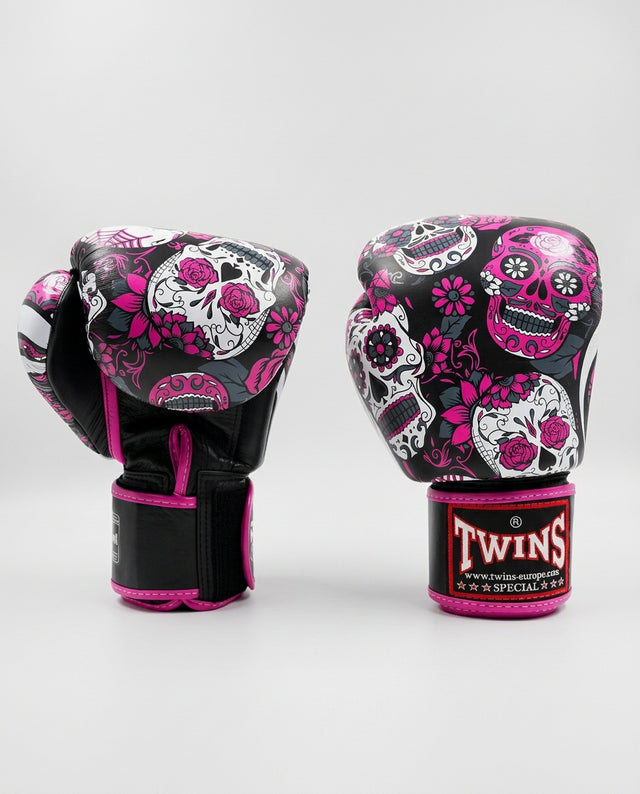 Twins Boxing Gloves FBGVL3 Skull - Black/Pink/White