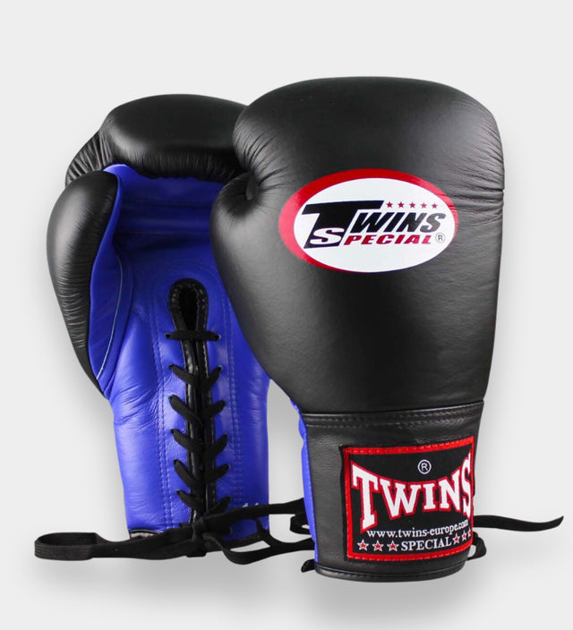Twins Boxing Gloves BGVLL1 with Lace Closure - Black/Blue
