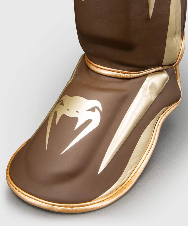 Venum Elite Shinguards - Dark Brown