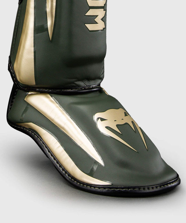 Venum Shin Guards Elite - Khaki Green/Gold