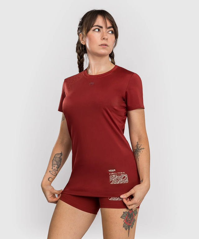 Venum Women's Dry Tech T-Shirt Serpenti - Burgundy
