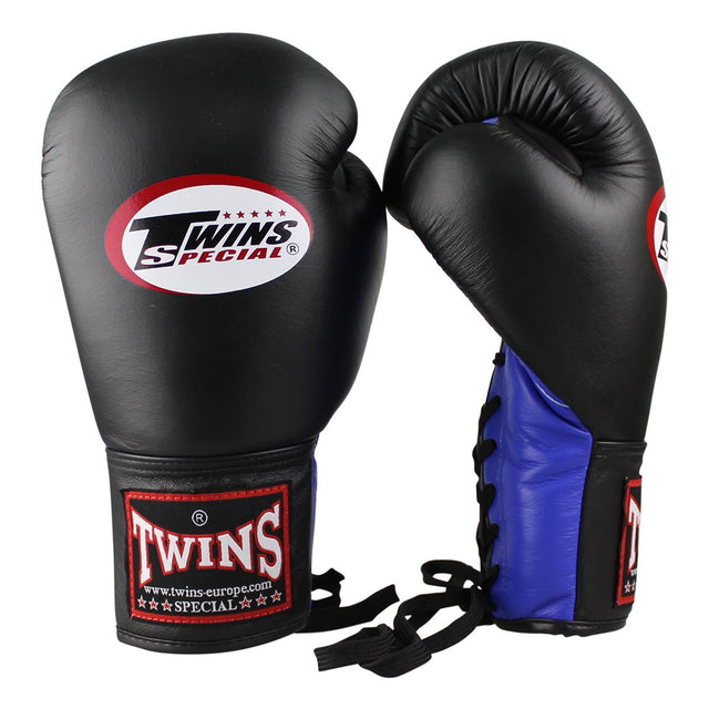 Twins Boxing Gloves BGVLL1 with Lace Closure - Black/Blue