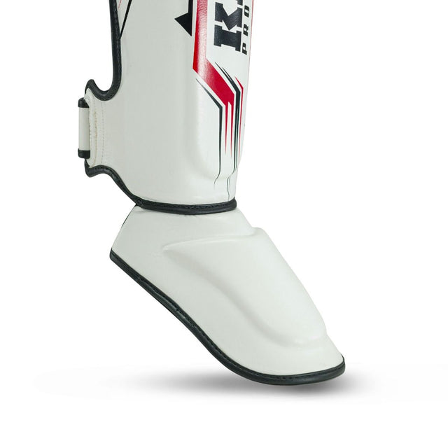 King Pro Boxing Kickboxing Shin Guards Spartan - White/Black/Red