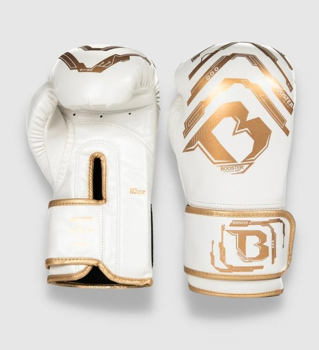 Booster Kickboxing gloves Youth Elite Kids - White/Gold - Boxing gloves