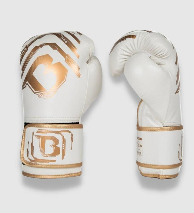 Booster Kickboxing gloves Youth Elite Kids - White/Gold - Boxing gloves