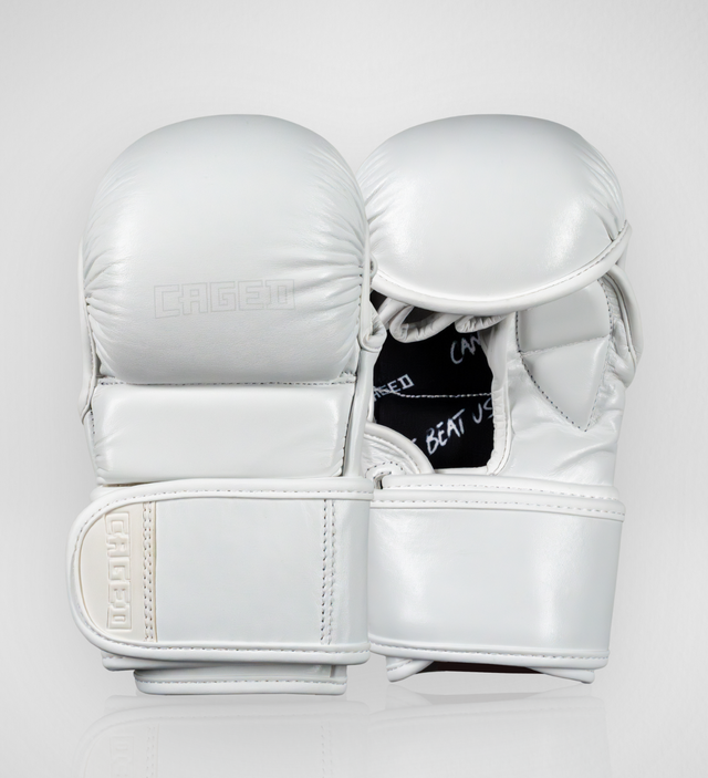 Caged MMA Sparring Gloves 'X Series' – White/White – MMA gloves
