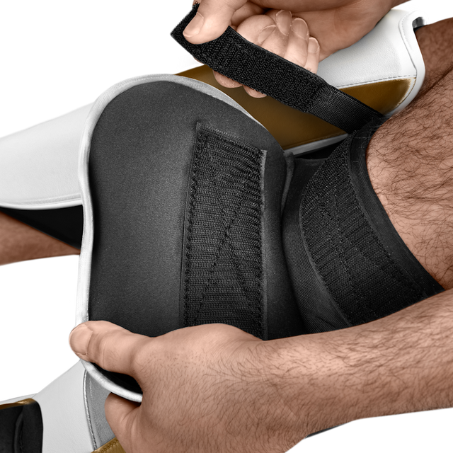 Hayabusa T3 Full Shin Guards - White/Gold