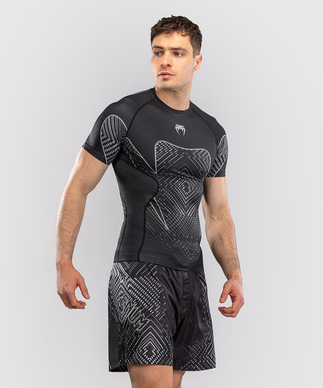 Venum Rashguard Midnight Fury Short Sleeves – Black/Grey/Silver