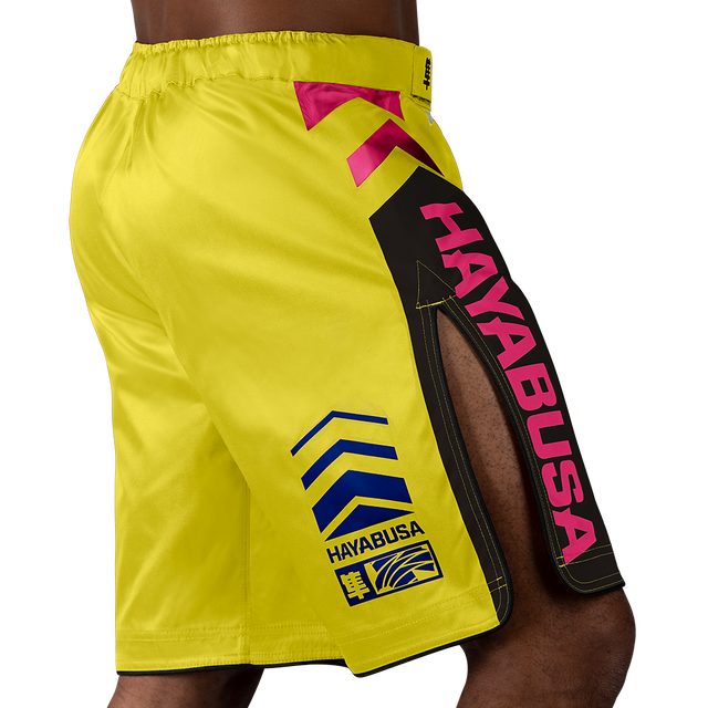 Hayabusa MMA Shorts Icon Long - Yellow/Blue/Pink