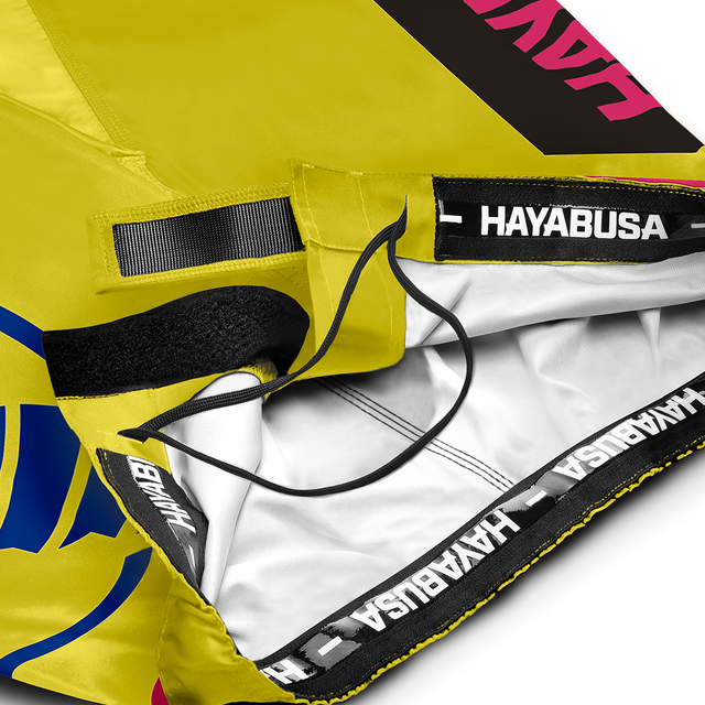 Hayabusa MMA Shorts Icon Long - Yellow/Blue/Pink